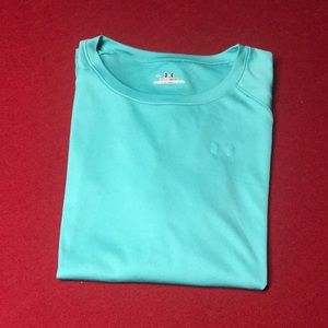 Under Armour Teal T Shirt heatgear XL Made in Thailand Breathable fabric wicking